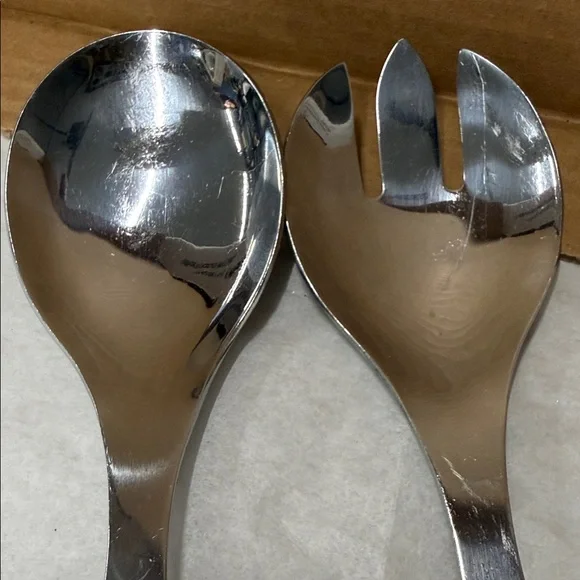 ⭐️Vintage Set of ceramic & stainless steel salad servers vegetable themed handle - Picture 4 of 12